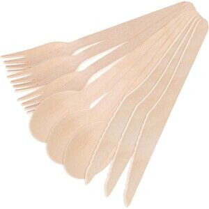 165PCS Wooden Utensils, Natural Wood Cutlery Incl.55 Forks 55 Spoons 55...